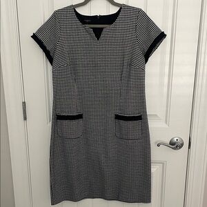 Classic Navy and White Houndstooth Dress